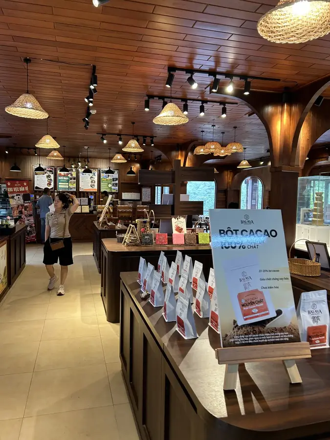 The Balava stand with 100% cocoa powder — Balava Chocolate House — chocolate with a tasting class, Da Lat