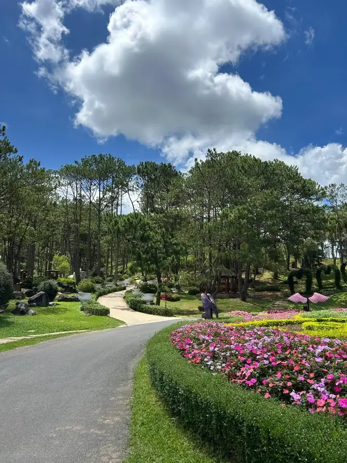 The main alley with flower beds and a photo spot, Valley of Love — Valley of Love, Da Lat