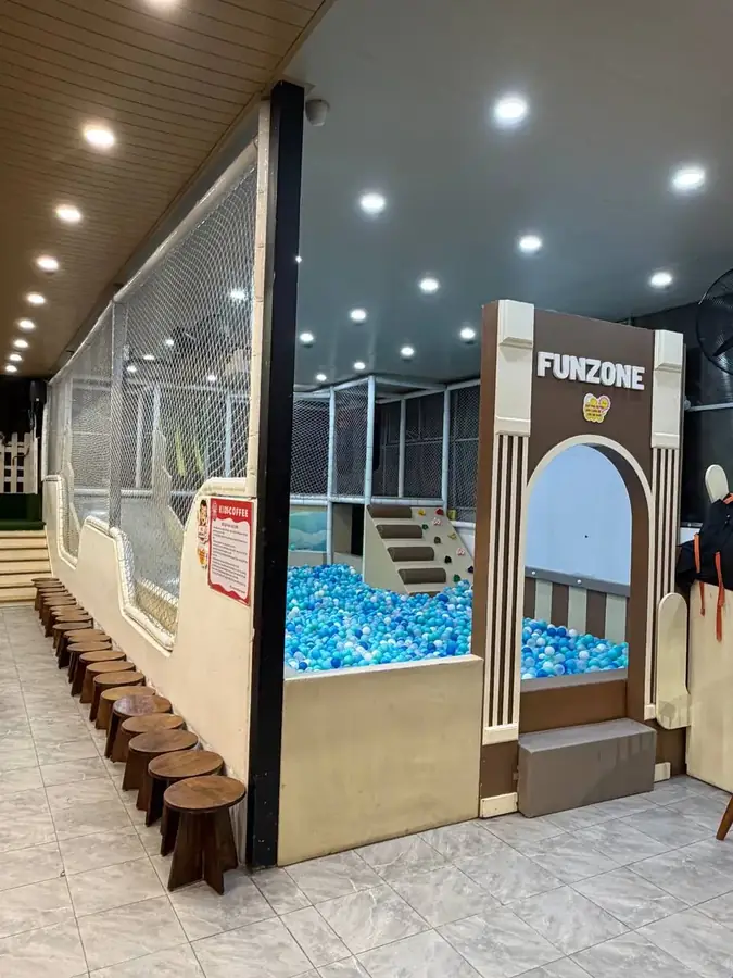The ball pit and netted maze at Kids Coffee — Kids Coffee — an indoor play room with a cafe, Da Lat
